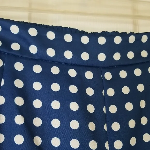 Lucy Paris Womens Wide Leg Blue White Polka Dot Pants Size Extra Large - Picture 3 of 13